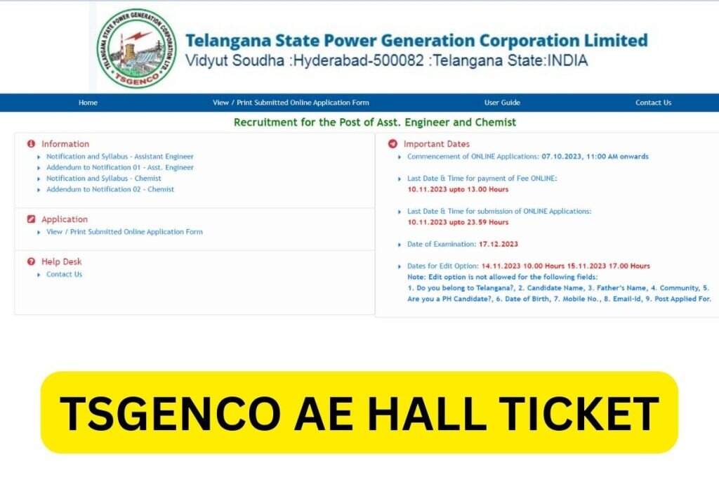 TSGENCO Assistant Engineer Exam 2023 Admit Card Out: Download Link and Instructions 