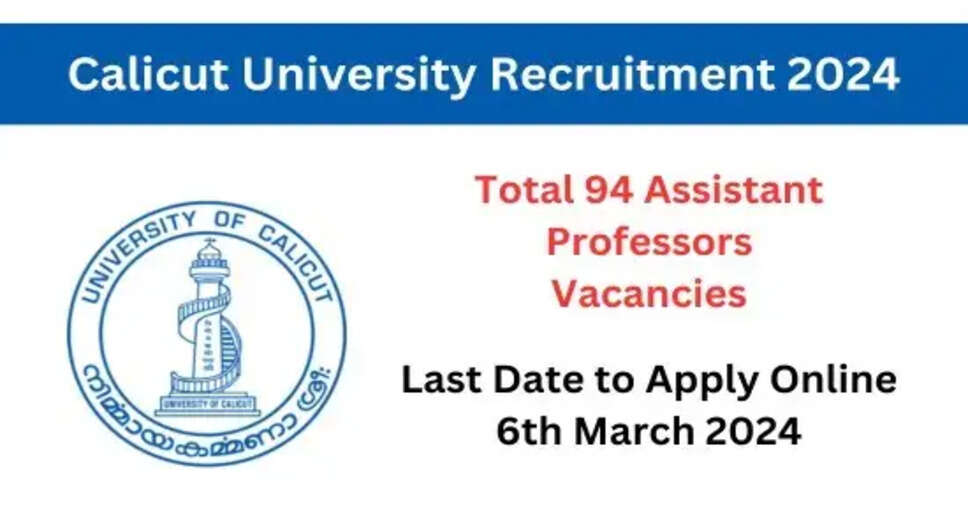 Calicut University Recruitment 2024: 94 Assistant Professor Posts Open