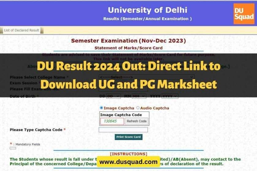 Delhi University Delivers! 2024 Results Here - Download Your UG & PG Marksheets Now! 