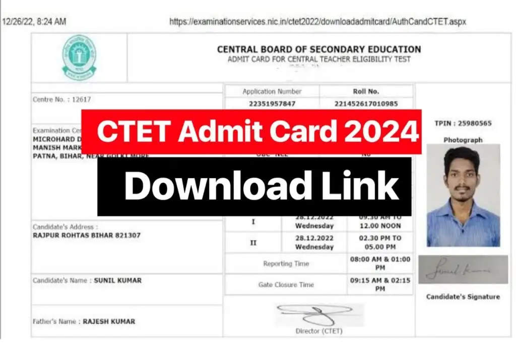 The Central Board of Secondary Education (CBSE) is set to release the admit card for the 18th CTET on January 19, 2024, through the website ctet.nic.in. Aspirants can download their admit cards using their application number and date of birth. Additionally, exam city information slips are expected to be available on the official website soon. The CTET exam, slated for January 21, will be conducted in two shifts, each lasting two hours and 30 minutes. The first shift runs from 9:30 am to 12 noon, and the second from 2:30 pm to 5 pm. Candidates are advised to reach their exam centers at least 120 minutes before the exam begins.   How to Download CTET Admit Card 2024 To smoothly download the admit card, follow these step-by-step instructions:  Visit the official website ctet.nic.in. Look for the tab related to CTET January admit card or exam city slip download. Enter the requested details accurately. Review all information for accuracy and make necessary changes, if any. Click on download and print the card for the exam day. After downloading, carefully verify all details such as name, photo, and signature. Details on Your CTET Admit Card 2024 Your CTET 2024 admit card is expected to contain the following information:  Candidate's name Candidate's photograph Candidate's signature Category of the candidate Exam name Exam date Exam timings Exam center address Exam-related instructions Candidates are reminded that failing to bring the admit card on the exam day may prevent them from taking the CTET 2024 examination. In case of any discrepancy in the admit card details, immediate notification to CBSE is recommended.