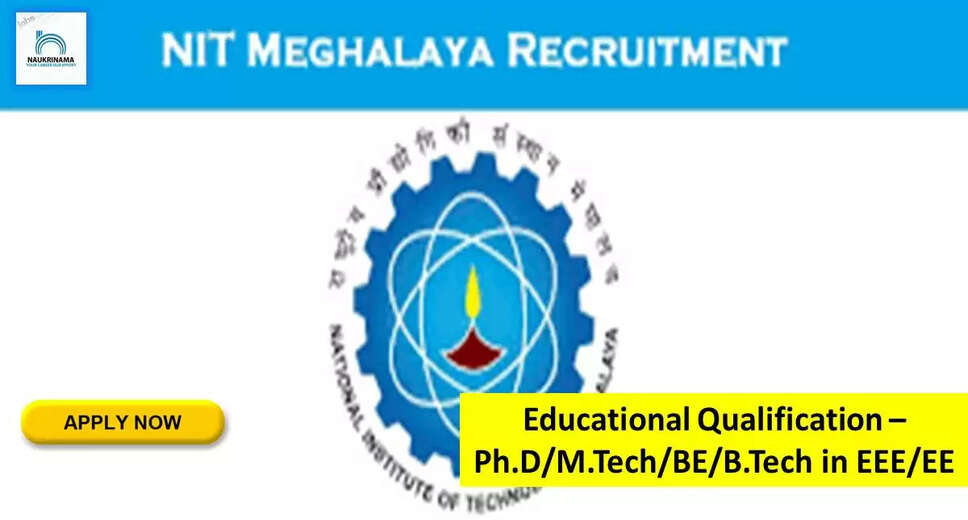 NIT Recruitment 2022: A great opportunity has come out to get a job (Sarkari Naukri) in National Institute of Technology, Meghalaya (NIT Meghalaya). NIT has invited applications to fill the posts of Assistant Professor (NIT Recruitment 2022). Interested and eligible candidates who want to apply for these vacant posts (NIT Recruitment 2022) can apply by visiting the official website of NIT https://www.nitm.ac.in/. The last date to apply for these posts (NIT Recruitment 2022) is 28 September. Apart from this, candidates can also directly apply for these posts (NIT Recruitment 2022) by clicking on this official link https://www.nitm.ac.in/. If you want more detail information related to this recruitment, then you can see and download the official notification (NIT Recruitment 2022) through this link NIT Recruitment 2022 Notification PDF. A total of 2 posts will be filled under this recruitment (NIT Recruitment 2022) process. Important Dates for NIT Recruitment 2022 Starting date of online application - 16 September Last date to apply online - 28 September NIT Recruitment 2022 Vacancy Details Total No. of Posts- 2 Eligibility Criteria for NIT Recruitment 2022 Ph.D/M.Tech/BE/B.Tech in EEE/EE Age Limit for NIT Recruitment 2022 as per the rules of the department Salary for NIT Recruitment 2022 as per the rules of the department Selection Process for NIT Recruitment 2022 Selection Process Candidate will be selected on the basis of written examination. How to Apply for NIT Recruitment 2022 Interested and eligible candidates can apply through official website of NIT (https://www.nitm.ac.in/) latest by 28 September 2022. For detailed information regarding this, you can refer to the official notification given above. If you want to get a government job, then apply for this recruitment before the last date and fulfill your dream of getting a government job. You can visit naukrinama.com for more such latest government jobs information.