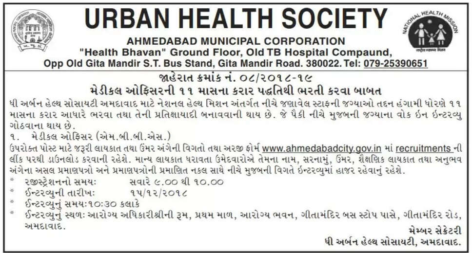 Ahmedabad Urban Health Society Hiring 60 Staff Nurses – Apply Now