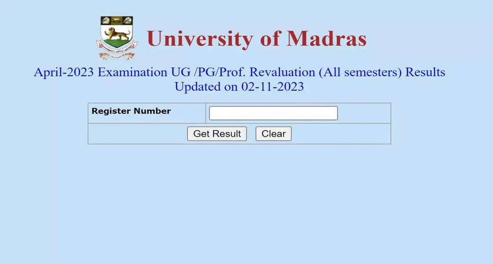 Madras University April 2023 Exam Revaluation Results Declared