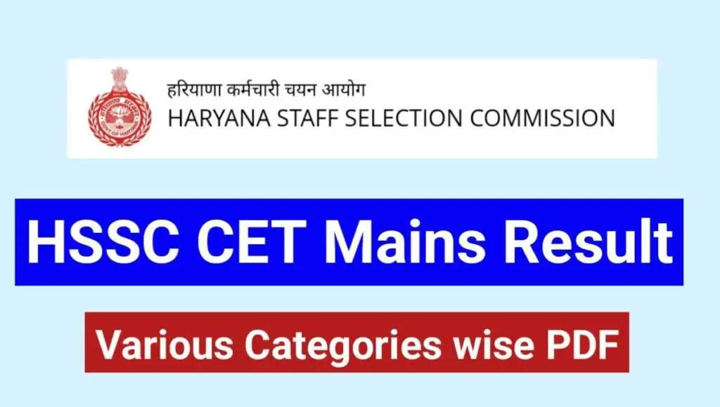 Haryana Staff Selection Commission Declares CET Group C Mains Exam Results