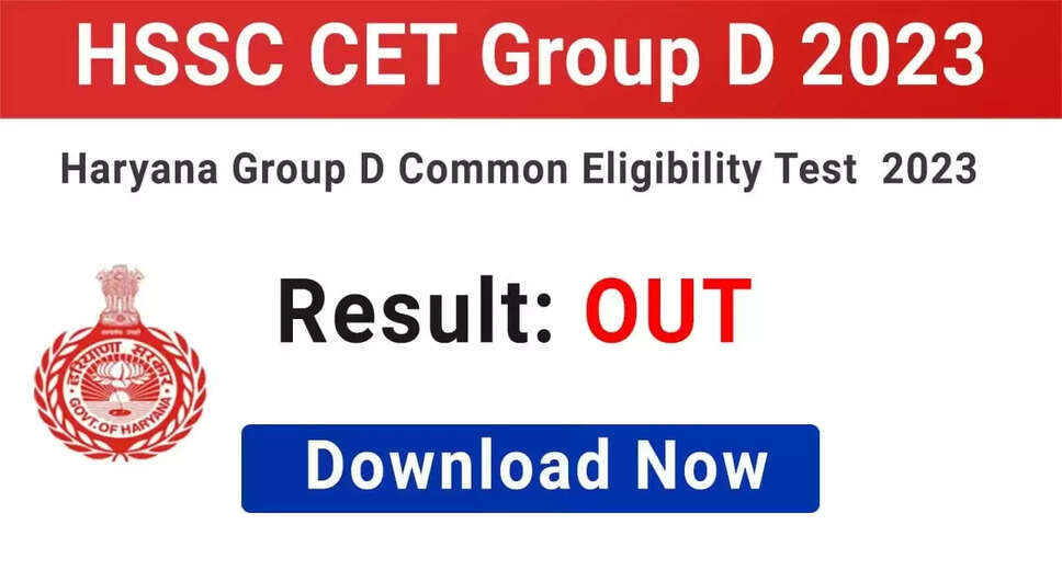 Haryana CET (Group D) Result 2023: Check Your Results Now
