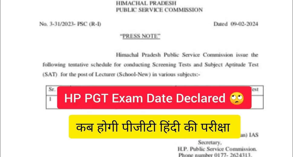 HPPSC PGT 2023 Exam: Screening Test & Subject Aptitude Test Schedule Released