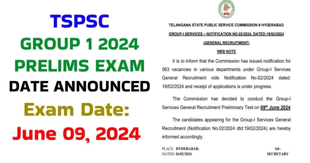 TSPSC Group 1 Prelims Exam Date 2024 Announced Check Exam Schedule and