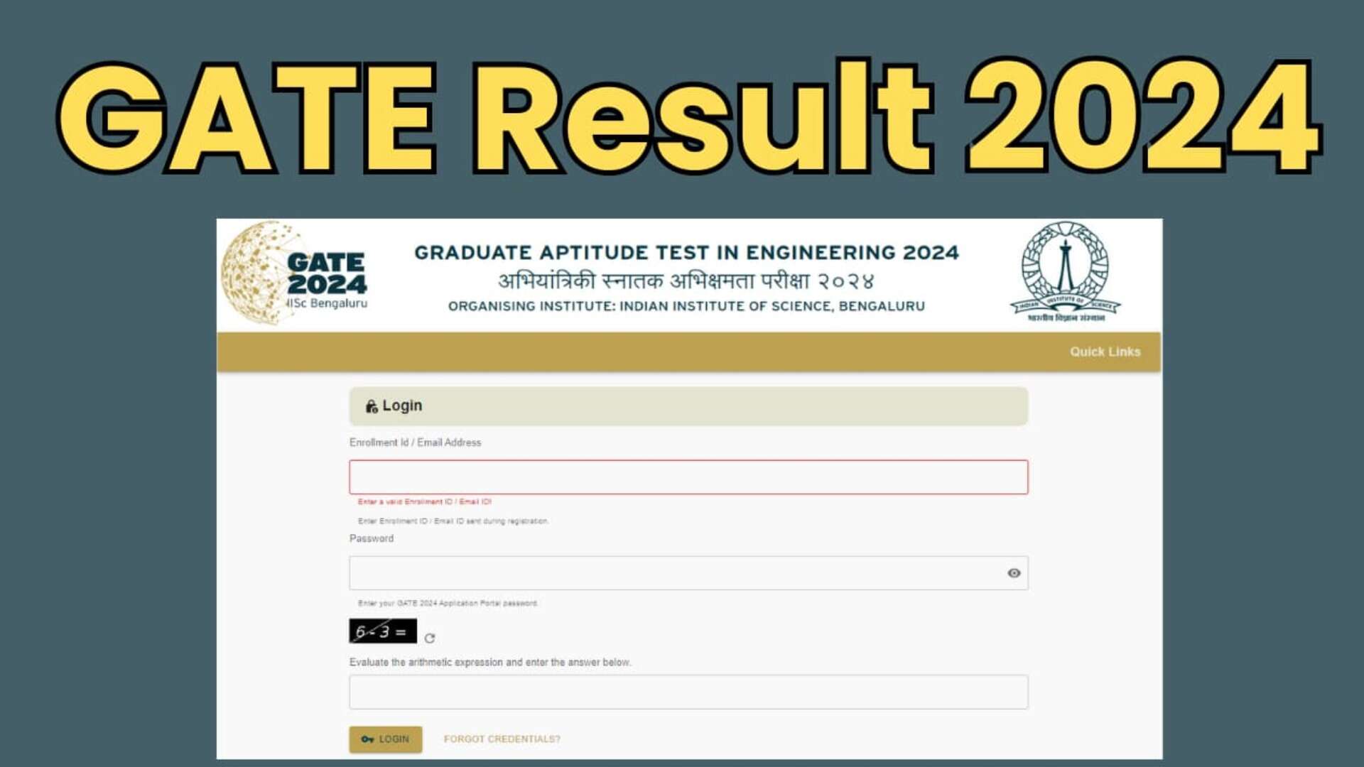 GATE Result 2024 Live Updates Direct link OUT at gate2024.iisc.ac.in